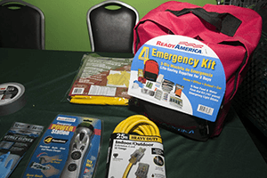 An emergency kit with supplies